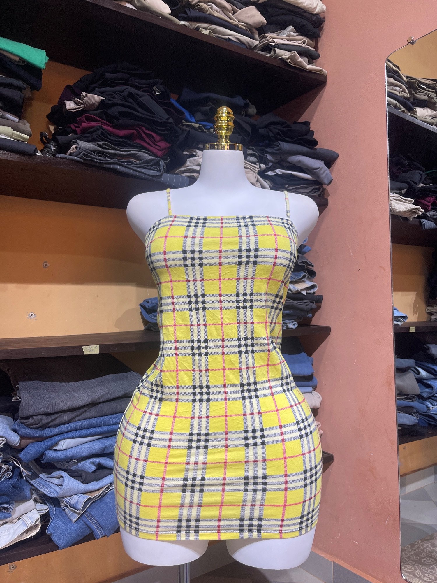 Robe Motel carreaux jaunes · Taille S